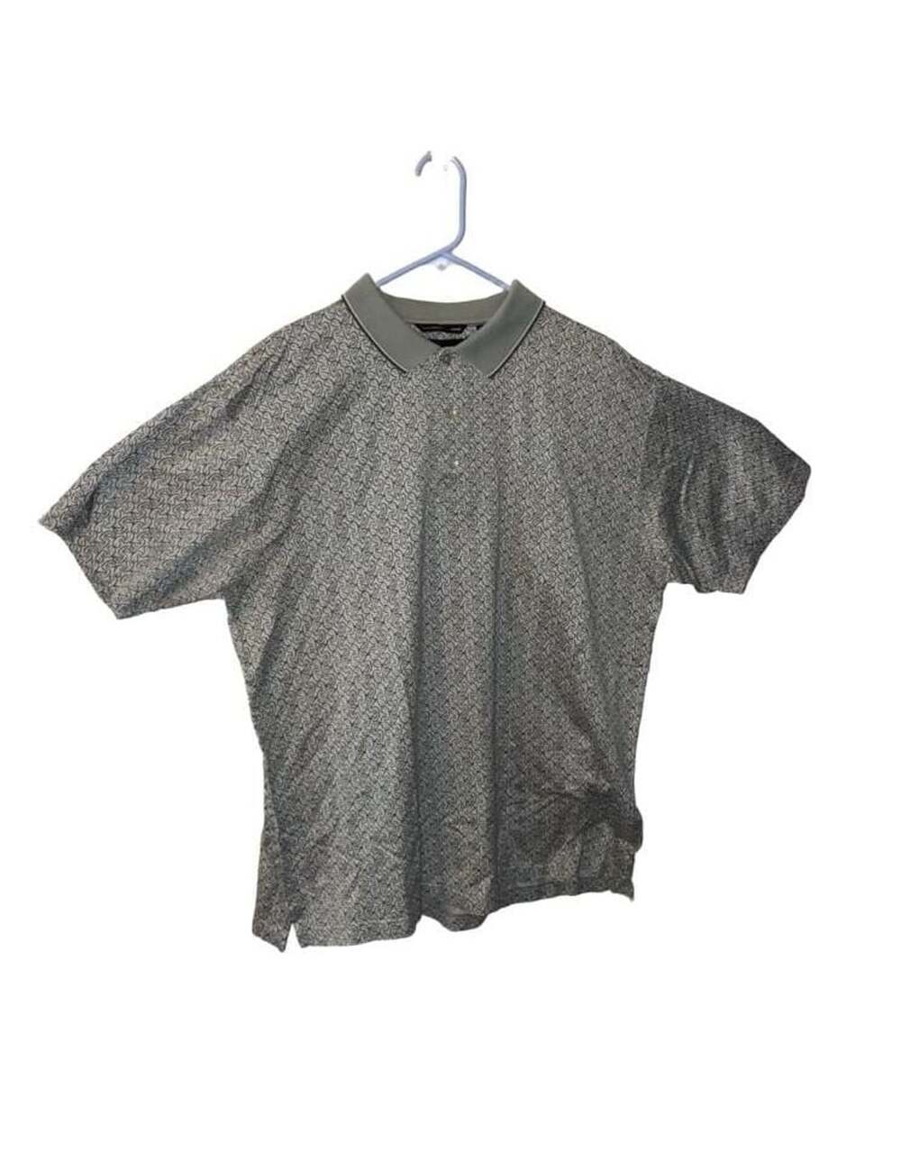 Greg Norman Mercerized 2-Ply Cotton Paisley Print Polo Shirt Gray XXL